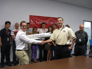 Intern Paul Ghattas in the meeting room at Bombardier