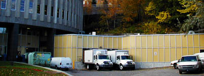 The HWM loading docks at the McIntyre building on a fall day