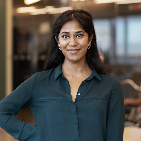 Confident female student looking at camera