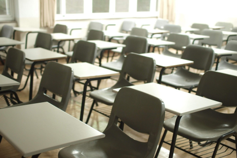 Empty exam room seating arrangement