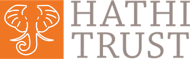 White outline of an elephant head on an orange background (HathiTrust logo)