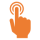 Orange icon of a hand pointing at a button