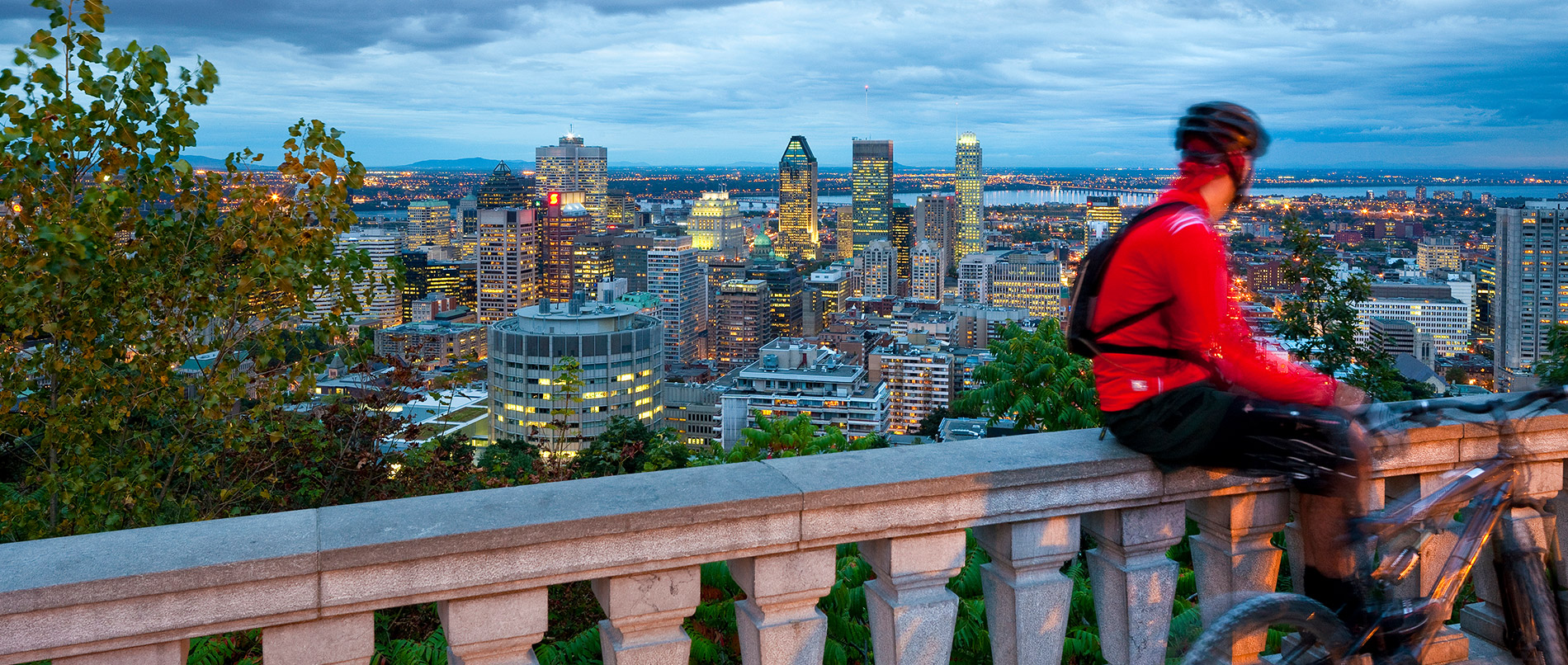 Photo of the Montreal skyline from Mount Royal