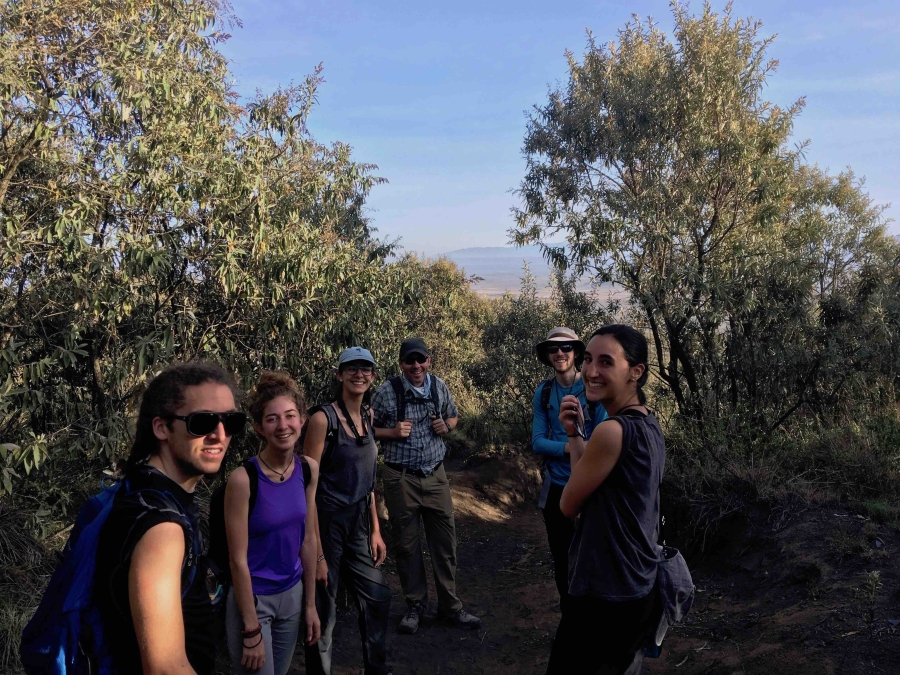 AFSS students and staff during a hike on Mount Longonot in Kenya