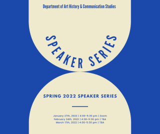 blue and white student speaker series poster