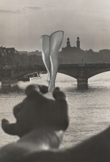 Bare leggs collaged onto a photo of a river in Paris. “Untitled,” 1935.Photograph by Dora Maar / Courtesy Centre Pompidou