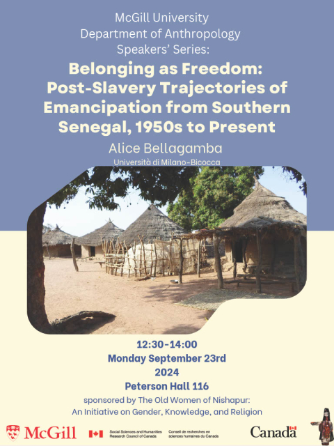 Poster with event details and photo of Senegalese village. 