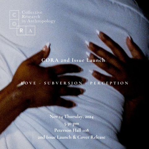 Poster with event details and photo of a person's back, being embraced by hands