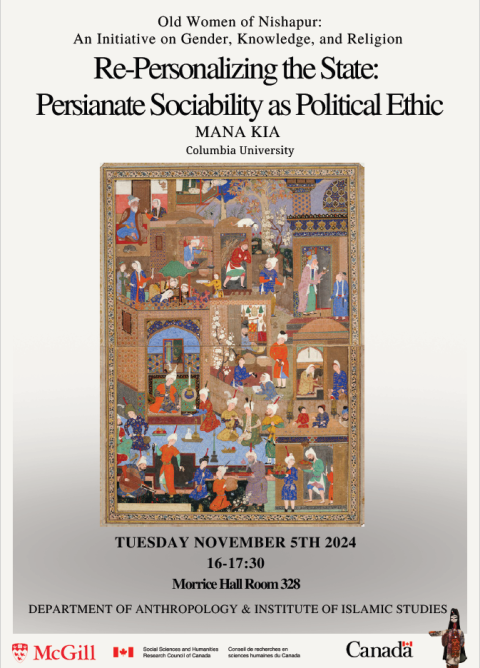 Poster with event details and historical artwork.