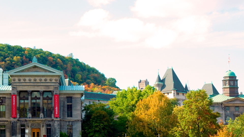 A view of McGill University's lower campus and Mont-Royal