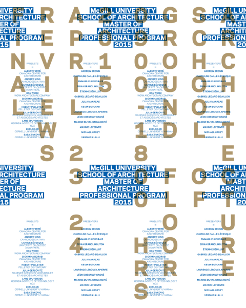 Final reviews, M.Arch. (professional), April 23-24, 2015.  (Poster: Atelier Pastille Rose.)