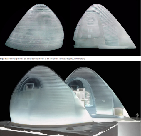 Ice House models: Sijpkes and Barnett model in ice (top), Clouds AO model in resin (bottom).  Credit: Clouds Architecture Office.