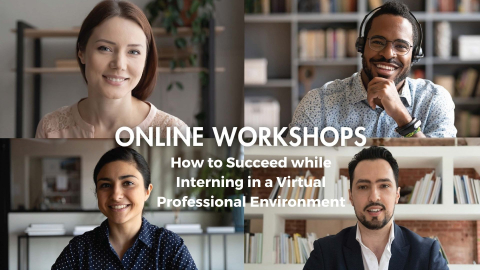 An image showing four smiling video call participants