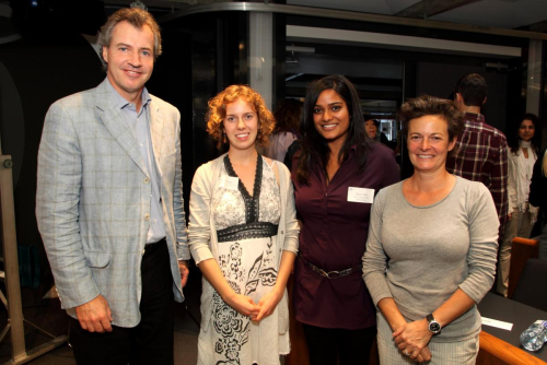 Claire Michela (U2 Anthropology, Women’s Studies) and Kavya Paul, (U3 International Management), recipients of the MacKinnon Initiative Award for Student Internships, with Mr. Ken MacKinnon (BA’80) and Ms. Laura Santini (BA’82) at the 8th Annual Faculty of Arts Internship Event held September 21, 2011.