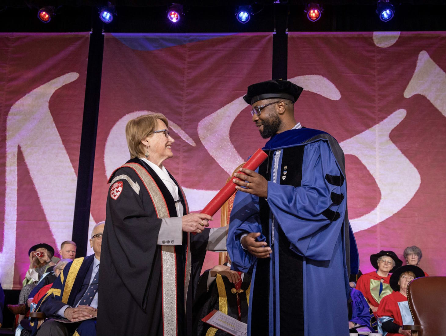 Professor Wendell receiving award from McGill prinicipal