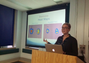 Undergraduate on stage presenting
