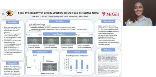 Julie-Ann presenting her poster via Zoom: Social Orienting: Driven Both By Directionality and Visual Perspective Taking