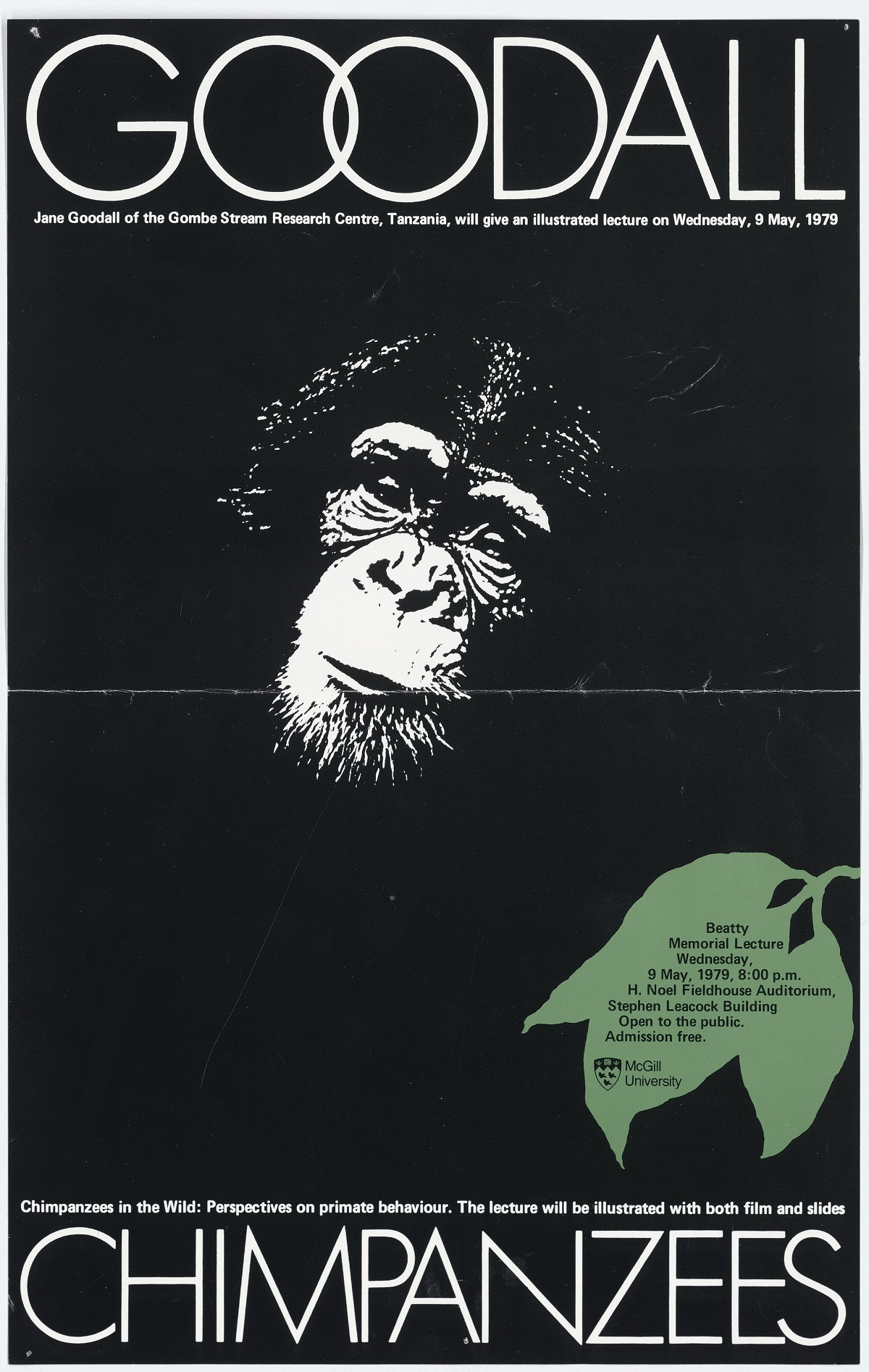 Jane Goodall poster with chimpanzee image