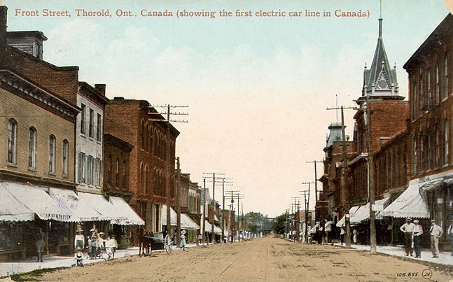 La rue Front, à Thorold, en Ontario, en 1852. Image : Archives de l’Ontario 