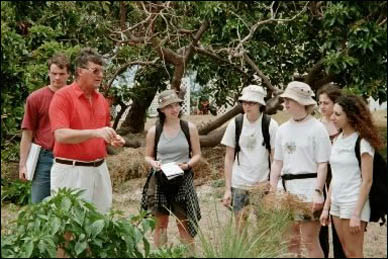 Patrick Bethell of Friendship Plantation with McGill students from the course Tropical Food Systems which was given for the first time in 2001.