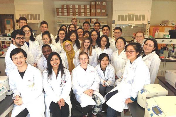McGill biochemistry students in a lab