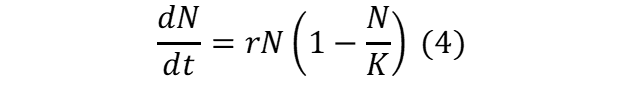 dN/dt = rN(1 - N / K) (4)