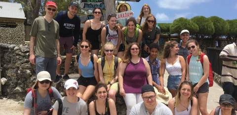 group of students in the field