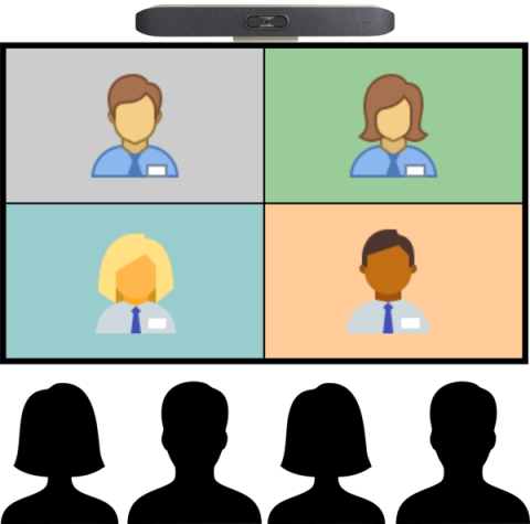 People looking at the cart screen