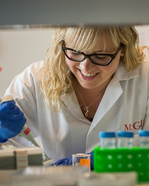 Student using a pipette