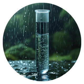 water beaker in nature with raindrops