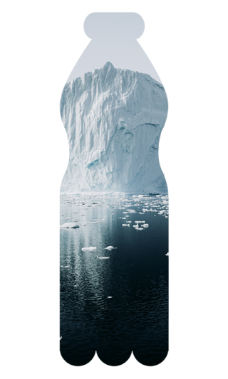 water bottle shape with a scene of the arctic
