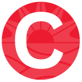 red circle with faded white brace logo and the letter C
