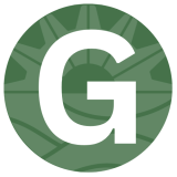 green circle with faded white brace logo and the letter G