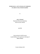 HYDROLOGICAL AND W ATER QUALITY MODELING  OF AGRICULTURAL FIELDS IN QUEBEC
