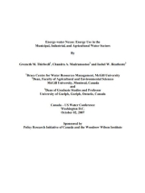 Energy-water Nexus: Energy Use in the  Municipal, Industrial, and Agricultural Water Sectors