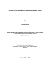 The Impact of water table management on phosphorus loads in tile drainage