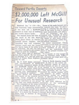 article 2,000,000 left McGill for Unusual Research