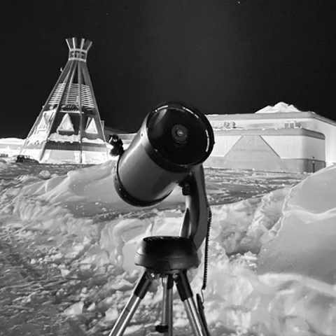 telescope and teepee in Chisasibi Northern Quebec