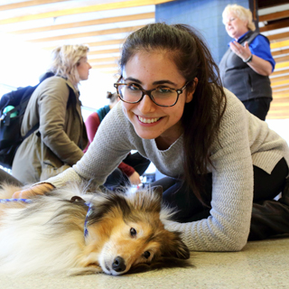 Étudiante en médecine et son compagnon canin 