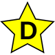 yellow star with the letter D in the middle