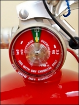 close up shot of pressure gauge on a fire extinguisher