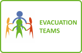 icon of 4 coloured stick figures holding hand in a circle besides text: evacuation teams