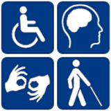 a 2 by 2 grid of various accessibility icons