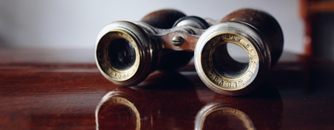 Pair of metal binoculars