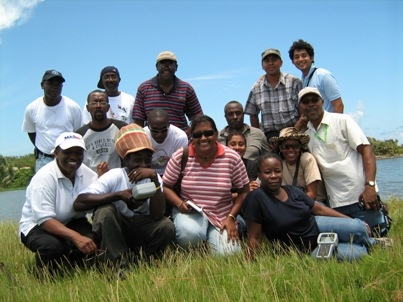 IWRM course participants after a hard day&#039;s work at Long Pond, Barbados
