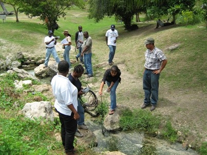 Participants at the 2007 IWRM course practising