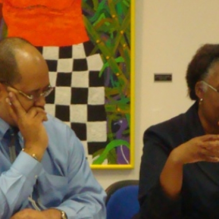 Discussants Giles Romulus from the UN Development Programme and Denise Noel-Debique from the Caribbean Development Bank