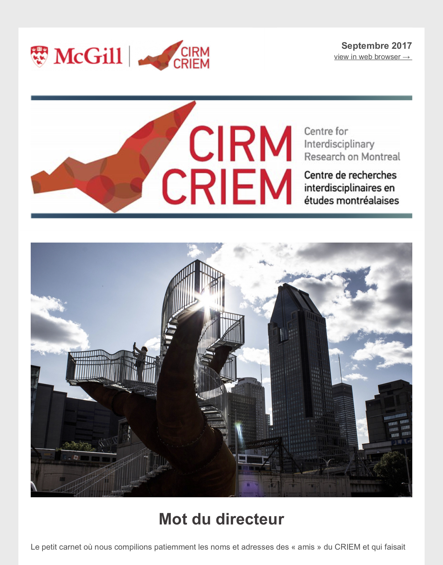 CIRM Newsletter — September 2017