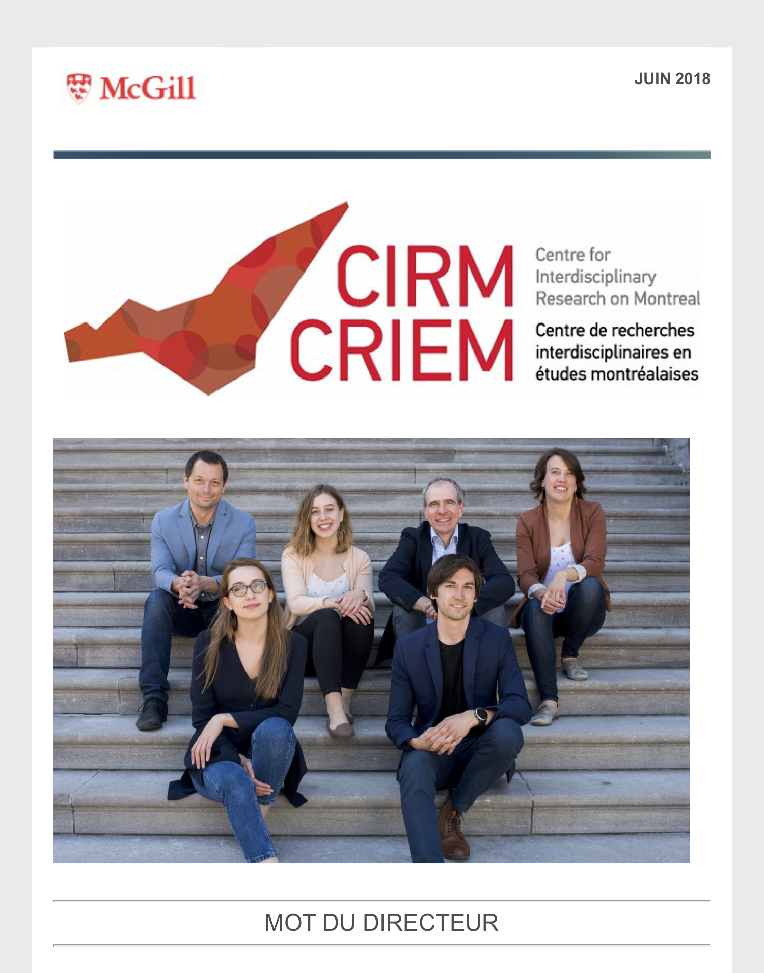 Infolettre du CRIEM – Juin 2018