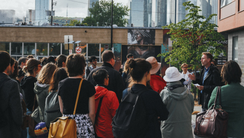 A crowd at an exterior CIRM event